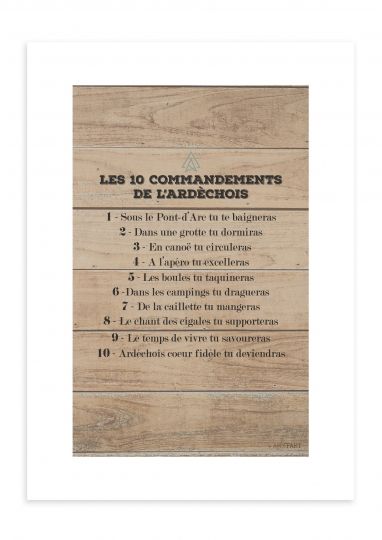 affiche les 10 commandements de l&#039;ardéchois / ardefakt